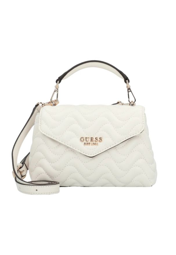 Guess - GUESS Biała damska torebka pikowana Mini. Kolor: biały. Materiał: pikowane. Styl: elegancki