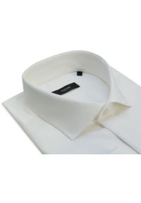 Mmer / Villaro - Koszule męskie - Ivory koszula na spinki Mmer 065 kość słoniowa/ecru. Kolor: biały. Materiał: bawełna, tkanina. Długość: długie. Styl: elegancki #1