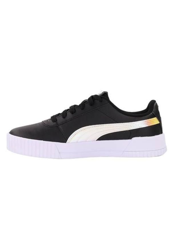 Buty do chodzenia dla dzieci Puma Carina Holo JR. Zapięcie: sznurówki. Kolor: wielokolorowy, czarny. Materiał: guma, materiał, syntetyk, tkanina. Szerokość cholewki: normalna. Sport: turystyka piesza