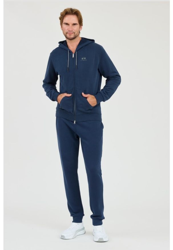 La Martina - LA MARTINA Granatowa męska bluza Hooded Cot, Rozmiar XL. Kolor: niebieski