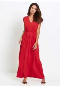 Długa sukienka z dżerseju LENZING™ ECOVERO™ bonprix truskawkowy. Kolor: czerwony. Materiał: jersey. Długość: maxi #6