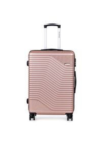 SAPPHIRE - Walizka na kółkach Sapphire ST-140 złota - duża L DUO. Kolor: złoty. Materiał: guma, kauczuk, materiał. Styl: elegancki, klasyczny #1