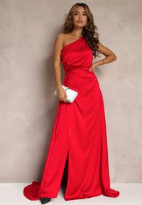 Renee - Czerwona Elegancka Sukienka na Jedno Ramię o Asymetrycznym Fasonie Leylane. Kolor: czerwony. Typ sukienki: asymetryczne. Styl: elegancki. Długość: maxi #5