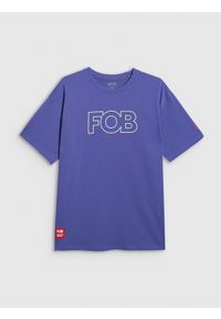 4f - 4F T-shirt loose z nadrukiem męski - fioletowy M. Okazja: na co dzień. Kolor: fioletowy. Materiał: materiał. Wzór: nadruk. Styl: casual, klasyczny #1