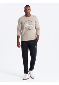 Ombre Clothing - Męskie spodnie dresowe z logotypem – czarne V1 OM-PASK-0167 - XXL. Kolor: czarny. Materiał: dresówka. Wzór: jednolity, nadruk. Styl: elegancki #7