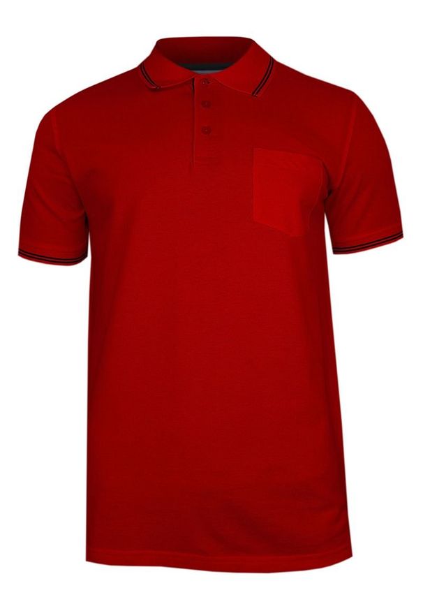 Pako Jeans - Czerwona Koszulka POLO z Lamówką, Męska, Krótki Rękaw -PAKO JEANS- T-shirt, z Kieszonką. Okazja: na co dzień. Typ kołnierza: polo. Kolor: czerwony. Materiał: bawełna. Długość rękawa: krótki rękaw. Długość: krótkie. Styl: casual