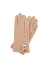 Wittchen - Damskie rękawiczki wełniane do smartfona. Kolor: beżowy. Materiał: wełna. Wzór: aplikacja, haft. Sezon: zima. Styl: elegancki #1