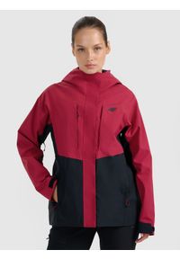 4f - 4F Kurtka trekkingowa membrana 10000 damska - czerwona S. Kolor: czerwony. Materiał: materiał, tkanina. Długość rękawa: raglanowy rękaw. Technologia: Primaloft. Sezon: zima. Sport: turystyka piesza, wspinaczka #1