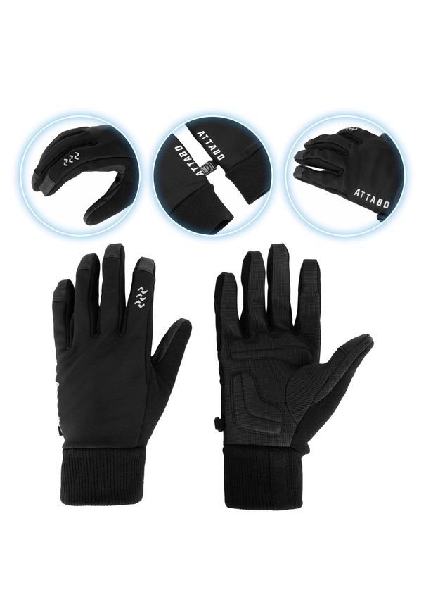 Rękawiczki rowerowe ATTABO LOREEF GLOVES windproof ocieplane. Kolor: czarny. Sport: kolarstwo