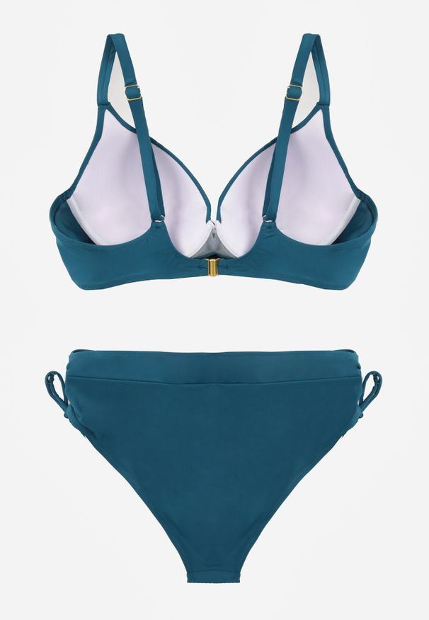 Born2be - Ciemnozielone Bikini Biustonosz z Cyrkoniami i Majtki Typu Figi Dorirose. Kolekcja: plus size. Kolor: zielony