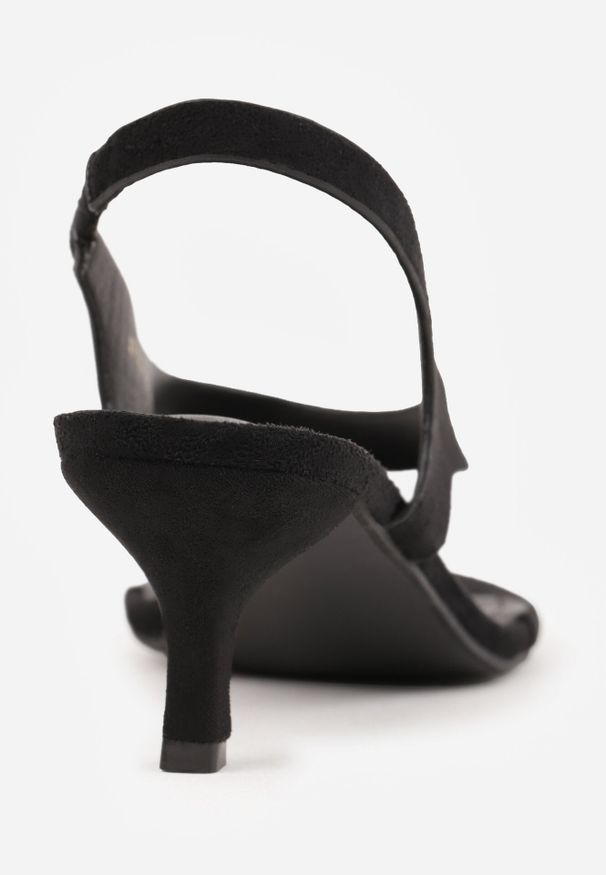 Born2be - Czarne Sandały VICES Typu Japonki na Kaczuszkowym Obcasie Sabrimis. Okazja: na co dzień. Kolor: czarny. Materiał: jeans. Obcas: na obcasie. Styl: casual, elegancki. Wysokość obcasa: średni