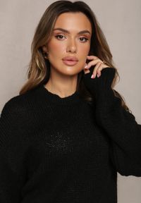 Renee - Czarny Sweter o Klasycznym Fasonie z Wełną i Ściągaczami Tuzza. Kolor: czarny. Materiał: wełna. Styl: klasyczny #3