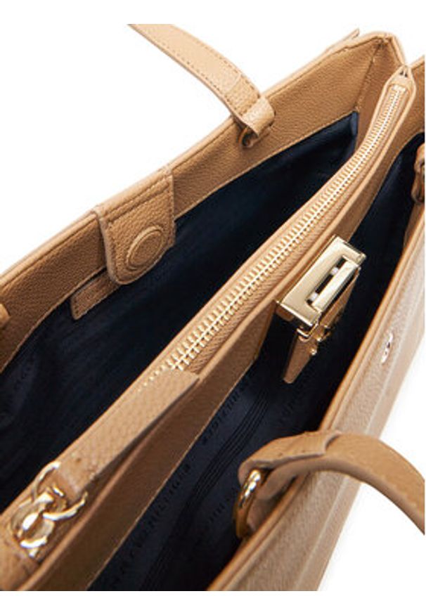 TOMMY HILFIGER - Tommy Hilfiger Torebka Th Her Tote AW0AW17191 Brązowy. Kolor: brązowy. Materiał: skórzane