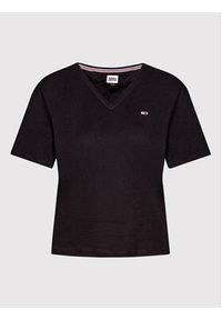 Tommy Jeans T-Shirt DW0DW14617 Czarny Slim Fit. Kolor: czarny. Materiał: bawełna