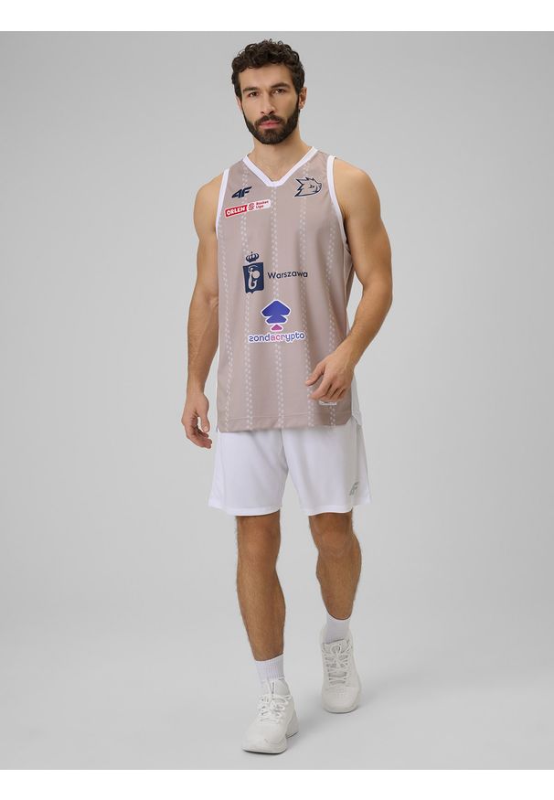 4f - 4F Koszulka meczowa replika domowa z sezonu 2025/26 męska 4F x Dziki Warszawa - beżowa XS. Kolor: beżowy. Materiał: materiał. Wzór: nadruk