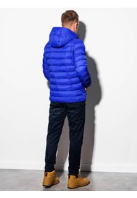 Ombre Clothing - Kurtka męska przejściowa C372 - niebieska - L. Kolor: niebieski. Materiał: poliester, puch. Sezon: jesień, zima #6