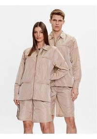 Rains Koszula 18910 Beżowy Casual Fit. Okazja: na co dzień. Kolor: beżowy. Materiał: syntetyk. Styl: casual