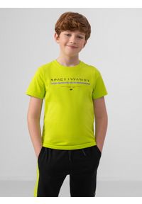 4f - T-shirt z nadrukiem chłopięcy. Kolor: zielony. Materiał: bawełna, dzianina. Wzór: nadruk #1