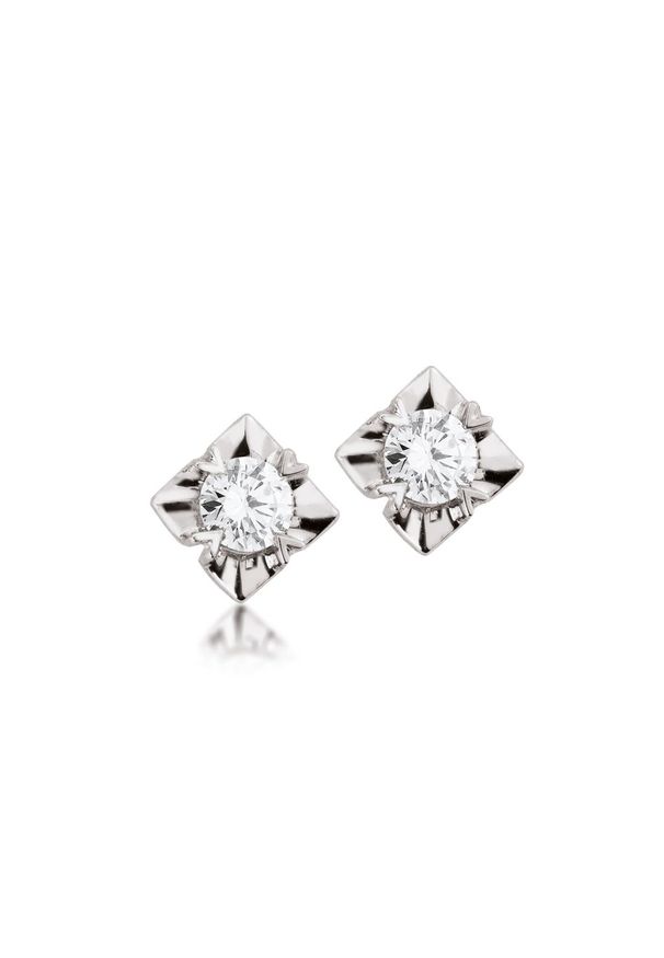 W.KRUK Piękne Złote Kolczyki - złoto 585, Brylant 0,05ct - ZCG/KB+371B. Materiał: złote. Kolor: złoty. Kamień szlachetny: brylant