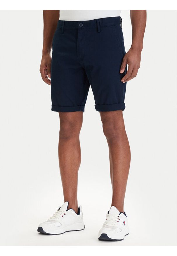 Tommy Jeans Szorty materiałowe Scanton DM0DM22852 Granatowy Slim Fit. Kolor: niebieski. Materiał: bawełna