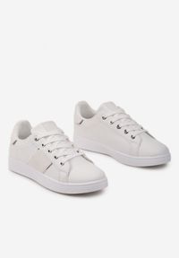 Born2be - Biało-Srebrne Sneakersy Baconia. Kolor: biały. Materiał: materiał. Szerokość cholewki: normalna
