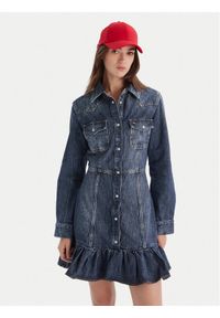 Tommy Jeans Sukienka jeansowa Western DW0DW21635 Niebieski Regular Fit. Kolor: niebieski. Materiał: bawełna