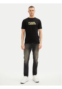 Karl Lagerfeld - KARL LAGERFELD T-Shirt 755087 552235 Czarny Regular Fit. Typ kołnierza: dekolt w karo. Kolor: czarny. Materiał: bawełna #4