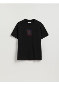 Reserved - T-shirt comfort z nadrukiem - czarny. Kolor: czarny. Materiał: bawełna, dzianina. Wzór: nadruk