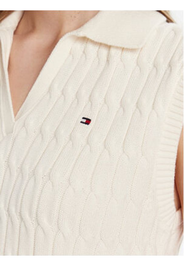 TOMMY HILFIGER - Tommy Hilfiger Sweter WW0WW45655 Écru Regular Fit. Kolor: kremowy. Materiał: bawełna