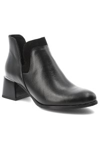 Czarne Botki Armodo Eleganckie Obuwie Damskie. Okazja: na co dzień. Kolor: czarny. Materiał: skóra. Szerokość cholewki: normalna. Obcas: na obcasie. Styl: elegancki. Wysokość obcasa: średni #1