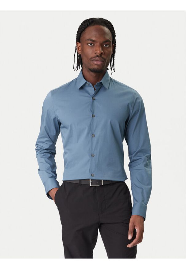 Calvin Klein Koszula Essentials LV019EU037 Niebieski Slim Fit. Kolor: niebieski. Materiał: bawełna