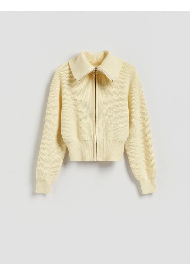 Reserved - Kardigan z zapięciem na zamek - jasnożółty. Kolor: żółty. Materiał: dzianina, wiskoza