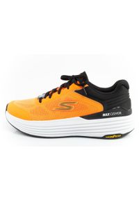 skechers - Buty sportowe męskie Skechers Max Cushioning do biegania. Kolor: czarny, pomarańczowy, wielokolorowy. Materiał: mesh, syntetyk, materiał. Szerokość cholewki: normalna