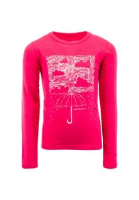 ALPINE PRO - T-shirt Alpine Pro Kejro dla dzieci - Oddychający i komfortowy. Kolor: zielony. Materiał: elastan, bawełna. Długość rękawa: długi rękaw. Styl: sportowy