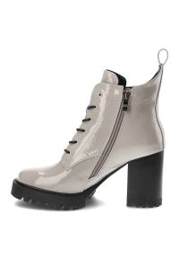 Szare Botki S.Barski Eleganckie Buty Na Obcasie. Okazja: na spotkanie biznesowe. Zapięcie: sznurówki. Kolor: szary. Materiał: skóra ekologiczna, materiał. Sezon: wiosna, zima, jesień. Obcas: na obcasie. Styl: elegancki. Wysokość obcasa: średni #4