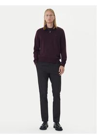 Calvin Klein Sweter LV04LD318G Bordowy Regular Fit. Kolor: czerwony. Materiał: wełna