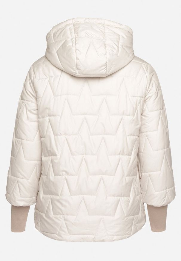 Born2be - Jasnoszara Pikowana Kurtka o Prostym Kroju z Kapturem Tulorisa. Okazja: na co dzień, na spacer. Typ kołnierza: kaptur. Kolekcja: plus size. Kolor: szary. Materiał: jeans. Wzór: aplikacja. Styl: klasyczny, casual, elegancki