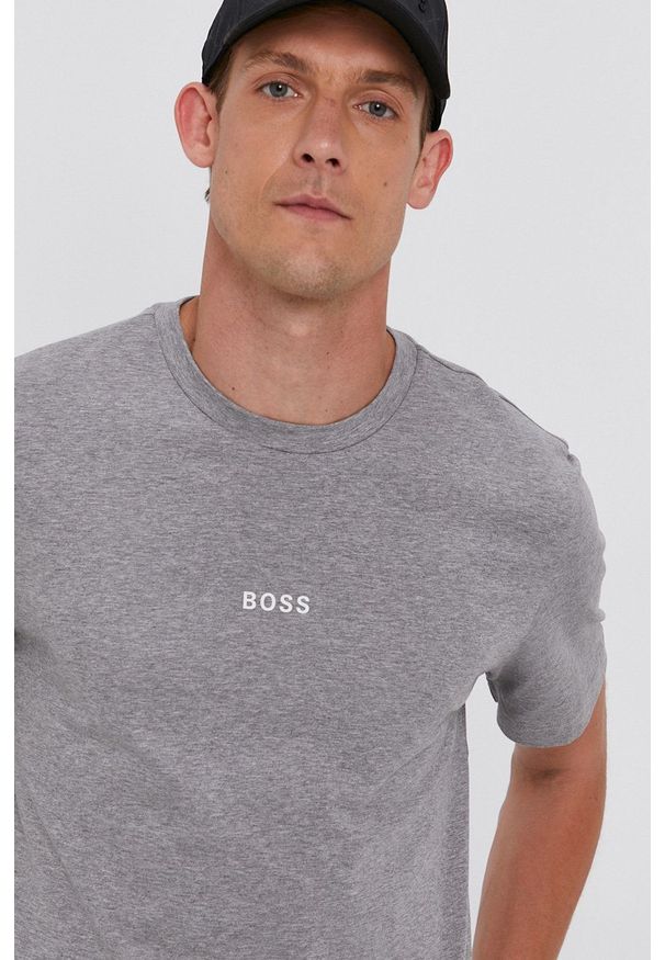 BOSS - Boss - T-shirt. Kolor: szary. Materiał: dzianina. Wzór: gładki