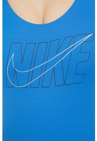 Nike jednoczęściowy strój kąpielowy Multi Logo miękka miseczka. Kolor: niebieski. Materiał: skóra, materiał, włókno #3