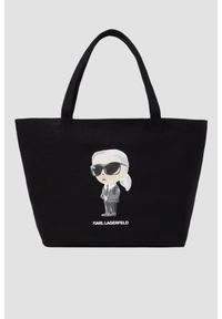 Karl Lagerfeld - KARL LAGERFELD Czarna shopperka damska Ikon Aquarelle. Kolor: czarny. Styl: elegancki, casual