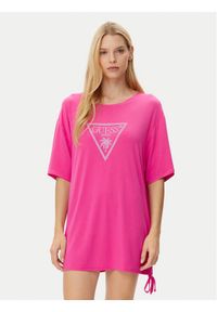 Guess T-Shirt E4GI00 K68D2 Różowy Regular Fit. Kolor: różowy. Materiał: bawełna