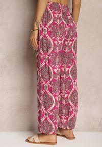 Renee - Fuksjowe Wiskozowe Spodnie Boho High Waist z Szerokimi Nogawkami i Gumką w Talii Tiamarra. Stan: podwyższony. Kolor: różowy. Materiał: wiskoza. Sezon: lato. Styl: boho #3