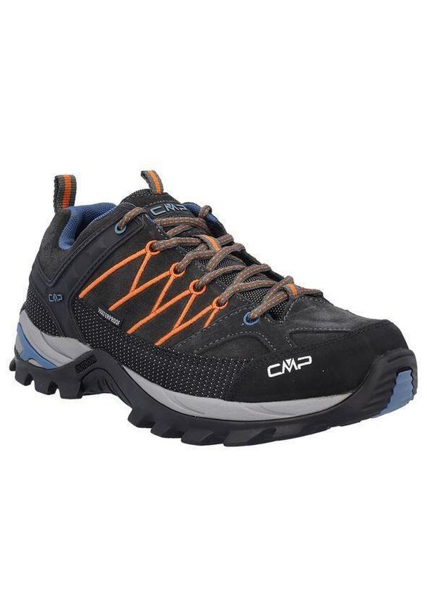 Buty trekkingowe męskie CMP Rigel Low Trekking Wp. Zapięcie: sznurówki. Kolor: czarny, wielokolorowy, pomarańczowy, brązowy. Materiał: materiał, syntetyk, tkanina, guma. Szerokość cholewki: normalna. Styl: sportowy. Sport: turystyka piesza