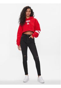 Tommy Jeans Bluza Letterman Flag DW0DW16122 Czerwony Relaxed Fit. Kolor: czerwony. Materiał: bawełna