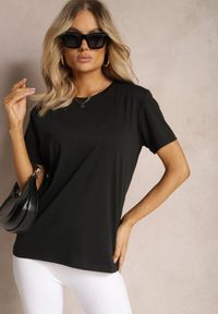 Renee - Czarna Koszulka z Bawełny o Fasonie T-shirt Lormarka. Okazja: na co dzień. Kolor: czarny. Materiał: bawełna. Styl: casual, klasyczny #3