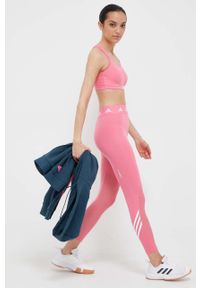 adidas Performance legginsy treningowe Techfit 3-Stripes kolor różowy z nadrukiem. Stan: podwyższony. Kolor: różowy. Materiał: skóra, materiał. Technologia: Techfit (Adidas). Wzór: nadruk. Sport: fitness #5