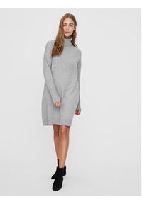 Vero Moda Sukienka dzianinowa 10199744 Szary Regular Fit. Kolor: szary. Materiał: syntetyk, dzianina #3