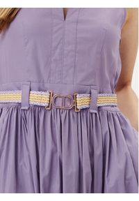 TwinSet - TWINSET Sukienka codzienna 251TT2101 Fioletowy Regular Fit. Okazja: na co dzień. Kolor: fioletowy. Materiał: bawełna. Typ sukienki: proste. Styl: casual #2