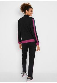 Bluza rozpinana + spodnie w długości do kostki (2 części) bonprix czarny melanż. Kolor: czarny. Materiał: poliester, materiał, bawełna. Wzór: melanż #3