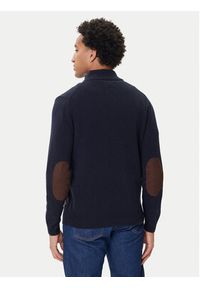 Barbour Sweter Patch Half Zip MKN0585NY91 Granatowy Regular Fit. Kolor: niebieski. Materiał: wełna #4